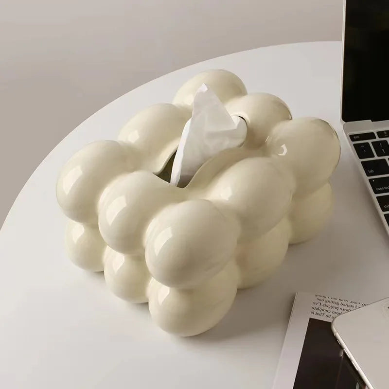 Ceramic Tissue Box Cotton Candy Drawer Napkin Carton Paper Towel Holder Drawer Tray Household Storage Dining Table Tissue Box